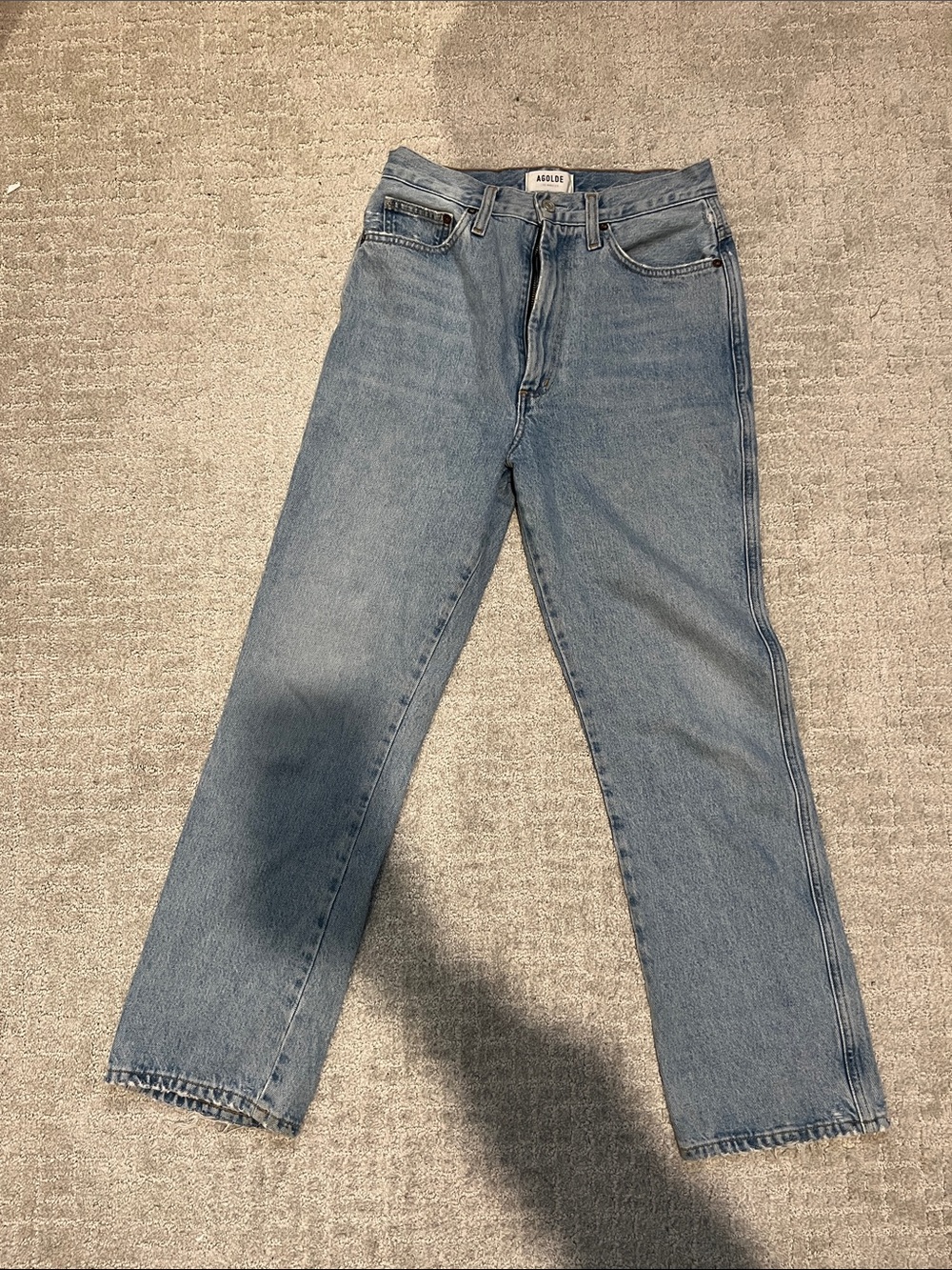 Agolde Light Blue High-Rise Straight Denim Jeans